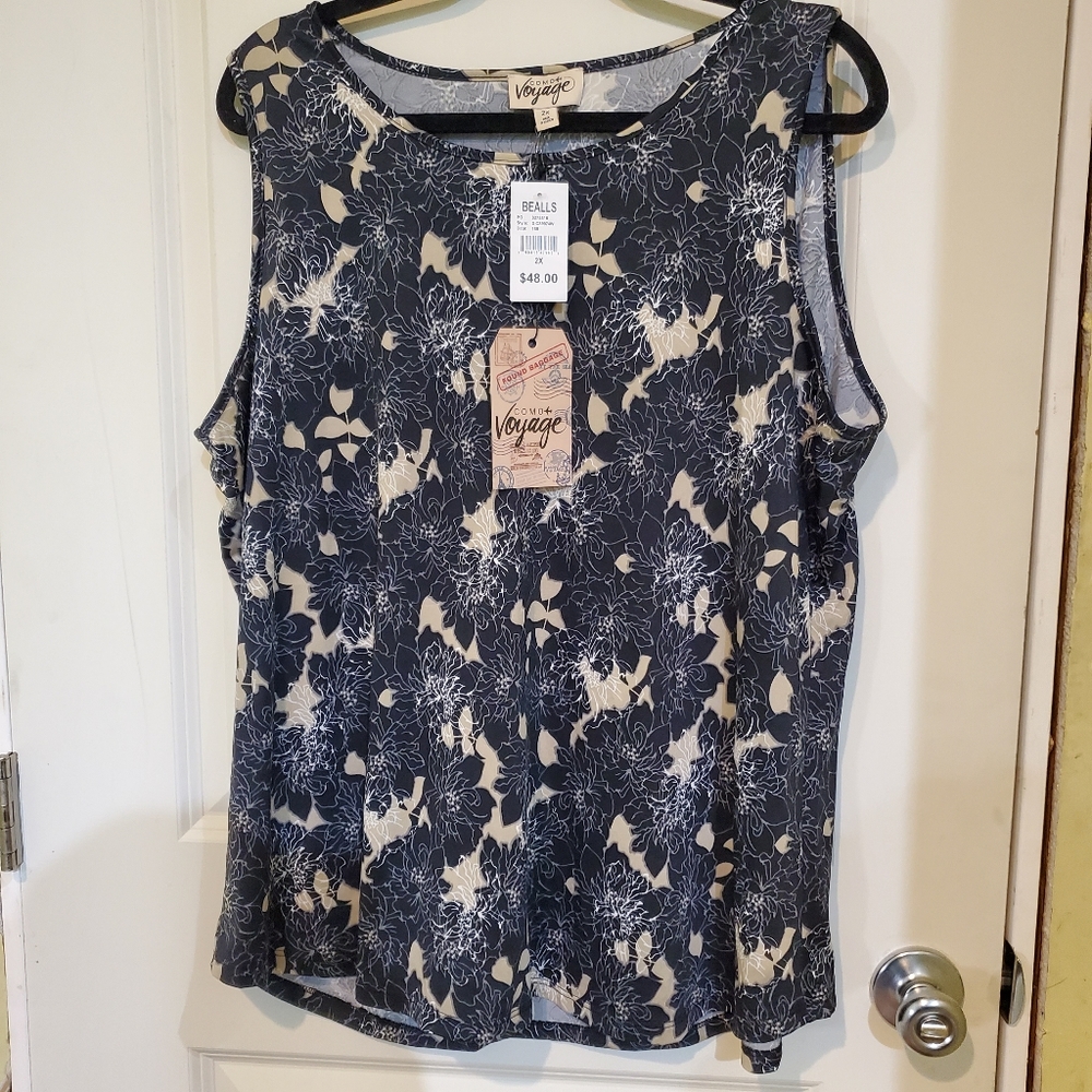 NWT Black & Beige Floral Tank Top